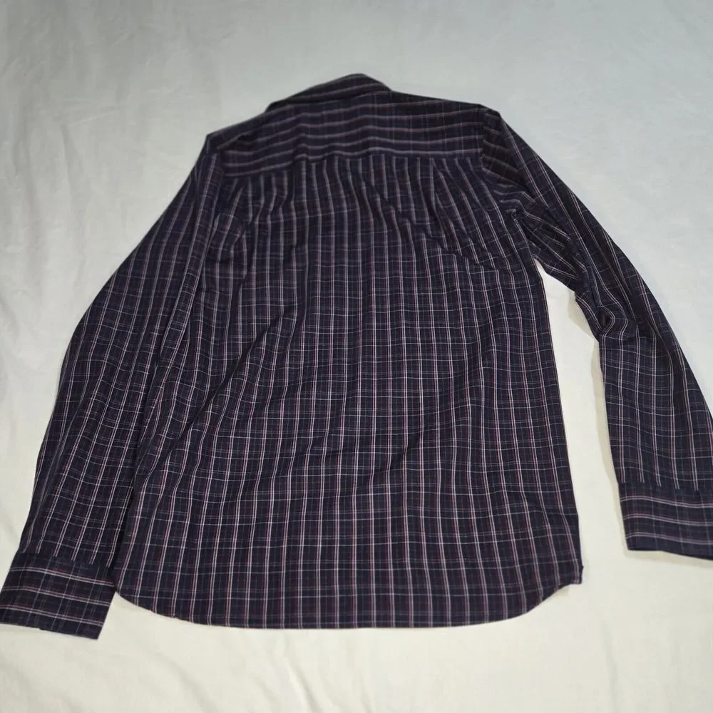 The North Face Men's Shirt Medium Navy Plaid Long Sleeve Button Down Casual‎